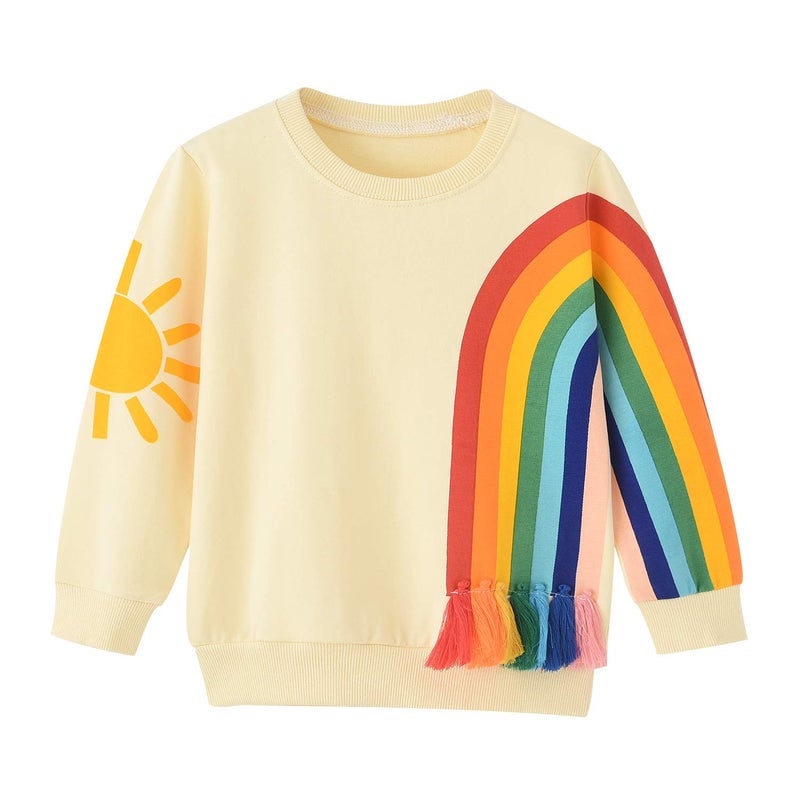 BINIDUCKLING Little Kids Crew Neck Rainbow Sweatshirt Girls 4T - Image 1